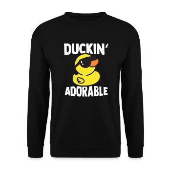 Duckin' Adorable Yellow Duck Rubber Duck Gift - Unisex Sweatshirt - black - Front - Alina (178cm) & Michal (187cm)