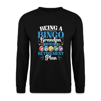 Bingo Opa Glücksspiel Echte Bingofans Ruhestand - Unisex Pullover - Schwarz - Vorne - Alina (178cm) & Michal (187cm)
