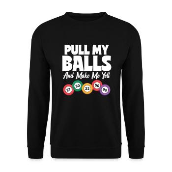 Bingo Geschenk für Bingospieler - Unisex Pullover - Schwarz - Vorne - Alina (178cm) & Michal (187cm)