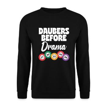 Daubers Before Drama Bingo Player Bingo Gift - Unisex Sweatshirt - black - Front - Alina (178cm) & Michal (187cm)