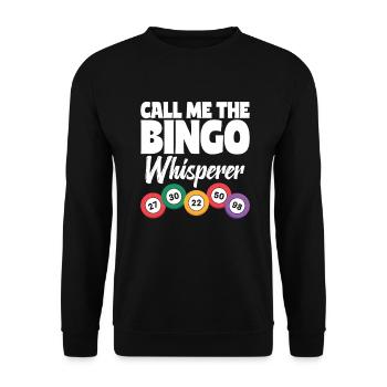 Call Me The Bingo Whisperer - Bingofans Bingo - Unisex Pullover - Schwarz - Vorne - Alina (178cm) & Michal (187cm)