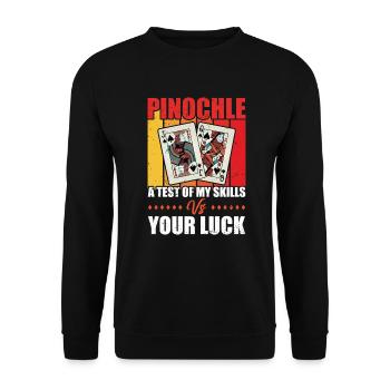 Funny Pinochle Card Player Gift - Unisex Sweatshirt - black - Front - Alina (178cm) & Michal (187cm)