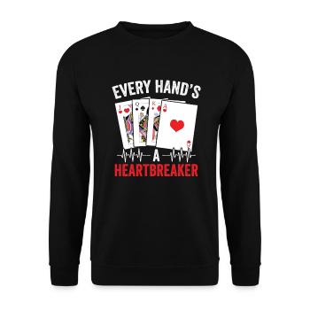 Binokel Herzschlag Pinochle Heartbeat Benoggel - Unisex Pullover - Schwarz - Vorne - Alina (178cm) & Michal (187cm)