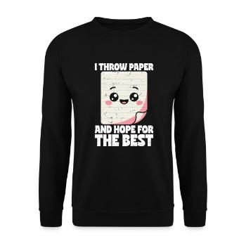 Papier Lancer Ciseaux Pierre Papier Cadeau - Sweat-shirt Unisexe - noir - Devant - Alina (178cm) & Michal (187cm)