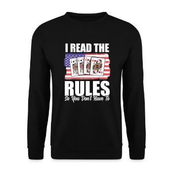 Lustiges Binokel Kartenspieler USA Flagge - Unisex Pullover - Schwarz - Vorne - Alina (178cm) & Michal (187cm)