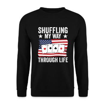 Funny Pinochle Card Player USA Drapeau - Sweat-shirt Unisexe - noir - Devant - Alina (178cm) & Michal (187cm)