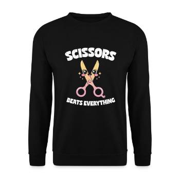 Scissors Beat Everything Scissors Stone Paper Gift - Unisex Sweatshirt - black - Front - Alina (178cm) & Michal (187cm)
