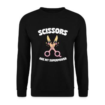Scissors Are My Superpower - Scissors Stone Paper - Unisex Sweatshirt - black - Front - Alina (178cm) & Michal (187cm)