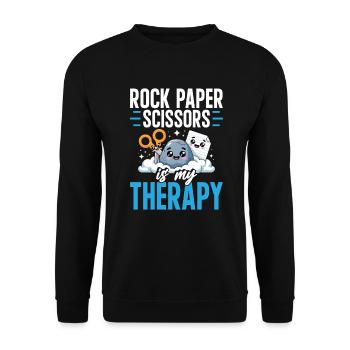 Rock Paper Scissors est ma thérapie - Sweat-shirt Unisexe - noir - Devant - Alina (178cm) & Michal (187cm)