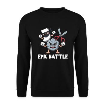 Schere Stein Papier Kawaii Charaktere Schulspiel - Unisex Pullover - Schwarz - Vorne - Alina (178cm) & Michal (187cm)