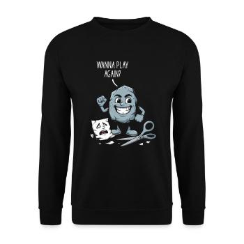 Schere Stein Papier Kindheitsspiele Schulhof - Unisex Pullover - Schwarz - Vorne - Alina (178cm) & Michal (187cm)