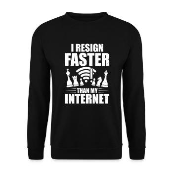 Humorvoller Schachspiel Geschenk Schachturnier - Unisex Pullover - Schwarz - Vorne - Alina (178cm) & Michal (187cm)