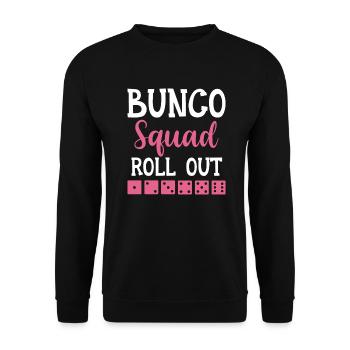 Buncospieler Geschenk Bunco Abend Würfeln - Unisex Pullover - Schwarz - Vorne - Alina (178cm) & Michal (187cm)