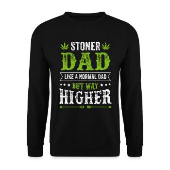 STONER DAD Vater Cannabis Kiffer Geschenk Papa - Unisex Pullover - Schwarz - Vorne - Alina (178cm) & Michal (187cm)