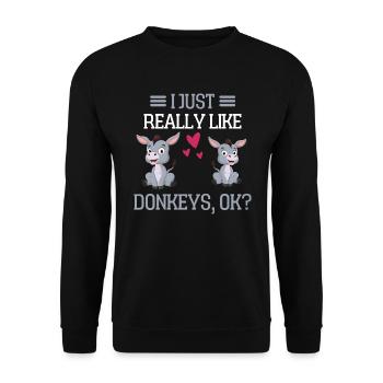 Farm Animal Farmer Gift Funny Donkey - Unisex Sweatshirt - black - Front - Alina (178cm) & Michal (187cm)