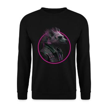 pink Punk Hyäne in Lederjacke - Unisex Pullover - Schwarz - Vorne - Alina (178cm) & Michal (187cm)