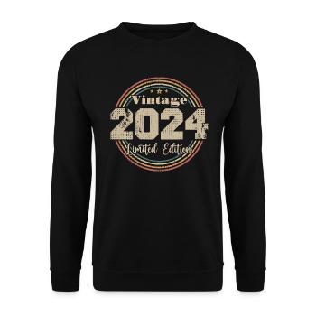 2024 Birthday Vintage Retro Born In - 2024 - Unisex Sweatshirt - black - Front - Alina (178cm) & Michal (187cm)