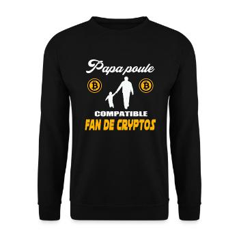 Papa poule fou de crypto BTC Bitcoin Blockchain - Sweat-shirt Unisexe - noir - Devant - Alina (178cm) & Michal (187cm)