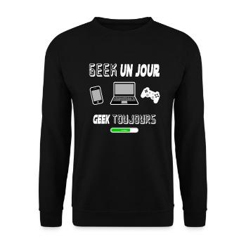 Geek un jours geek toujours, Gaming - Sweat-shirt Unisexe - noir - Devant - Alina (178cm) & Michal (187cm)