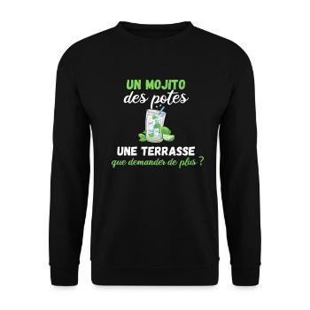 Un mojito des potes une terrasse quoi de plus ? - Sweat-shirt Unisexe - noir - Devant - Alina (178cm) & Michal (187cm)