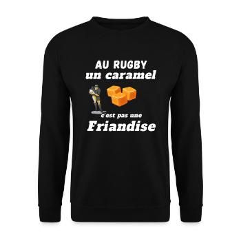 Humour Rugby et caramel cadeau rugbyman - Sweat-shirt Unisexe - noir - Devant - Alina (178cm) & Michal (187cm)