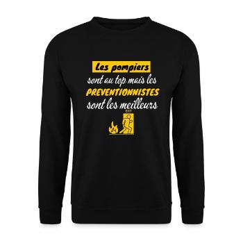 Pompiers spécialistes prévention humour pompier - Sweat-shirt Unisexe - noir - Devant - Alina (178cm) & Michal (187cm)