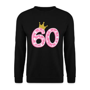 60 Krone 60. Geburtstag 60 Jahre - Unisex Pullover - Schwarz - Vorne - Alina (178cm) & Michal (187cm)