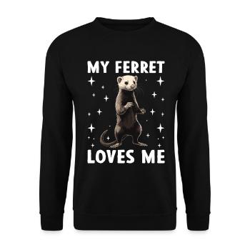 My ferret loves me Cute ferret saying - Unisex Sweatshirt - black - Front - Alina (178cm) & Michal (187cm)