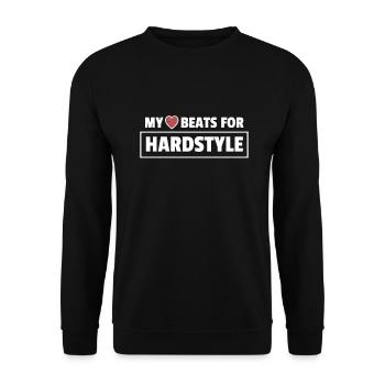 Hardstyle Merchandise My Heart beats for Hardstyle - Unisex Pullover - Schwarz - Vorne - Alina (178cm) & Michal (187cm)
