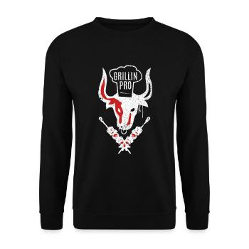 Grillin Pro - Grillen - BBQ - Pro - Grillmeister - Unisex Pullover - Schwarz - Vorne - Alina (178cm) & Michal (187cm)