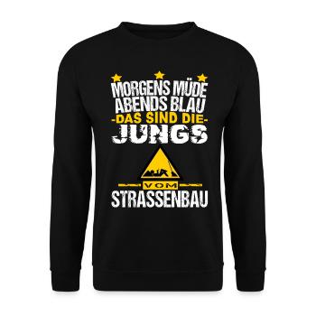 Strassenbauer Beruf Sprüche lustig Ironie - Unisex Pullover - Schwarz - Vorne - Alina (178cm) & Michal (187cm)