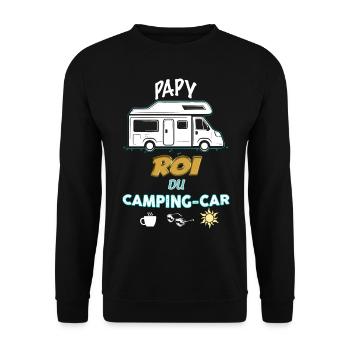 Camping-car papy Roi - Sweat-shirt Unisexe - noir - Devant - Alina (178cm) & Michal (187cm)