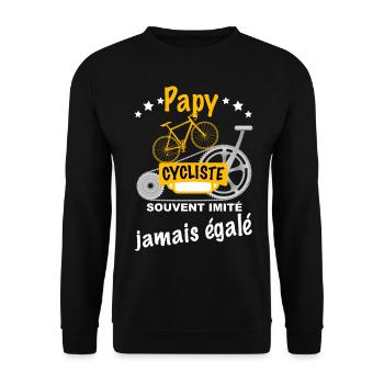 Papy cycliste - Sweat-shirt Unisexe - noir - Devant - Alina (178cm) & Michal (187cm)