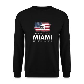 MIAMI AIRPORT CODE MIA USA FLAG GEOTAG GIFT - Unisex Sweatshirt - black - Front - Alina (178cm) & Michal (187cm)