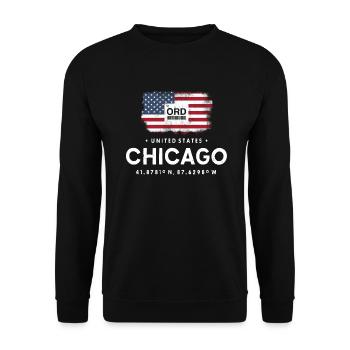CHICAGO AIRPORT CODE ORD US FLAG GEOTAG GIFT - Unisex Sweatshirt - black - Front - Alina (178cm) & Michal (187cm)