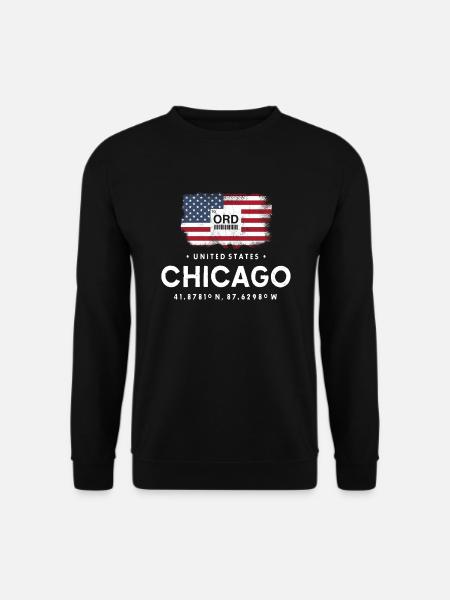 CHICAGO AIRPORT CODE ORD US FLAGGE GEOTAG GESCHENK - Unisex Pullover - Schwarz