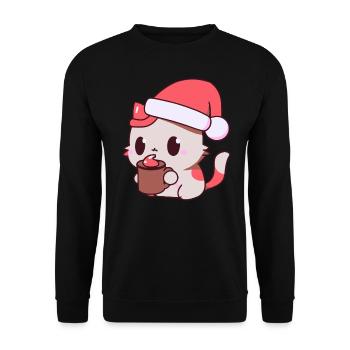 Cat Cat Coffee Coffee Christmas Hat Kawaii - Unisex Sweatshirt - black - Front - Alina (178cm) & Michal (187cm)