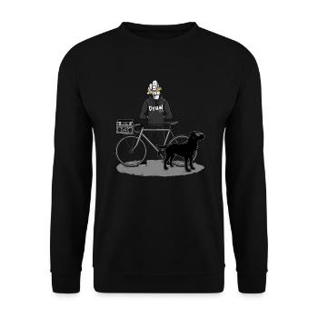 Draw Bike & Dog - Unisex Pullover - Schwarz - Vorne - Alina (178cm) & Michal (187cm)