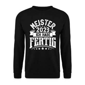 Meister 2023 Meisterprüfung Meisterbrief - Unisex Pullover - Schwarz - Vorne - Alina (178cm) & Michal (187cm)
