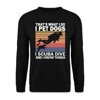 Je caresse les chiens Je plonge Je sais des choses - Sweat-shirt Unisexe - noir - Devant - Alina (178cm) & Michal (187cm)