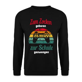 Retro Gaming Shirt | Vintage Game Shirt für Zocker - Unisex Pullover - Schwarz - Vorne - Alina (178cm) & Michal (187cm)
