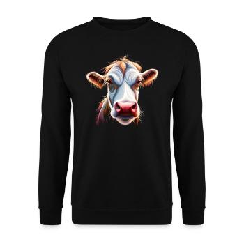 cow skull head brown farmer cow husbandry - Unisex Sweatshirt - black - Front - Alina (178cm) & Michal (187cm)