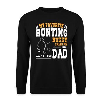Mon compagnon de chasse préféré m’appelle papa - Sweat-shirt Unisexe - noir - Devant - Alina (178cm) & Michal (187cm)