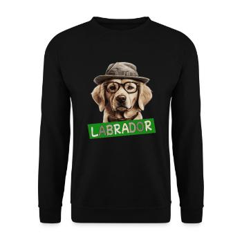Labrador mit Hut Hundemama Hundepapa Labbi Wauwau - Unisex Pullover - Schwarz - Vorne - Alina (178cm) & Michal (187cm)