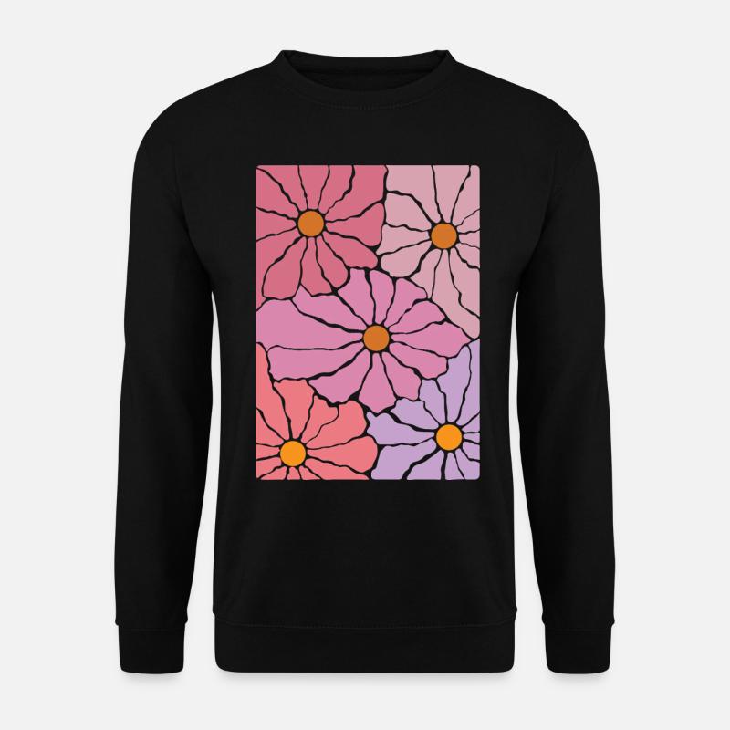 Boho Flora Blumen - Unisex Pullover - Schwarz