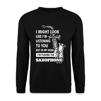 Saxofon Saxophon Musiker Instrument Musik Geschenk - Unisex Pullover - Schwarz - Vorne - Alina (178cm) & Michal (187cm)