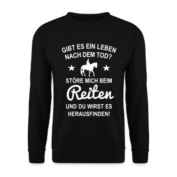 Wenn Reiter auf dem Pferd sitzen nur nicht stören - Unisex Pullover - Schwarz - Vorne - Alina (178cm) & Michal (187cm)