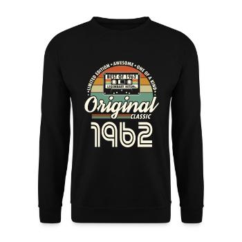 Original 1962 Vintage Anniversaire Rétro - Sweat-shirt Unisexe - noir - Devant - Alina (178cm) & Michal (187cm)