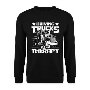 Driving Trucks is my therapy - Unisex Pullover - Schwarz - Vorne - Alina (178cm) & Michal (187cm)