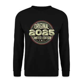 Geburtstagsfeier 2025, ein legendärer Jahrgang - Unisex Pullover - Schwarz - Vorne - Alina (178cm) & Michal (187cm)